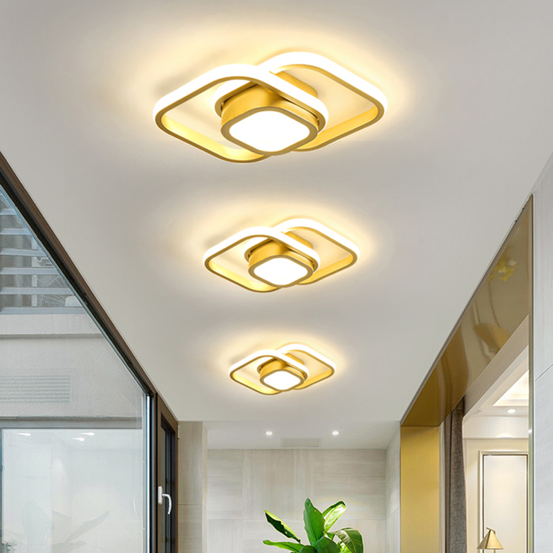 Modern Acrylic Black LED Aisle Lamp Round Square Decor Ceiling Lights for Living Room Bedroom Corridor Balcony Hallway 220V