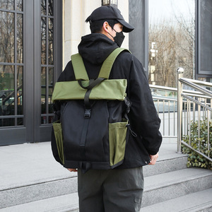 Men's <b>Backpack</b> <b>Large</b> Capacity Expandable Laptop Bag For Travel And School Black Gray Green Solid Color 8 Inches Compatible - Product Image 3