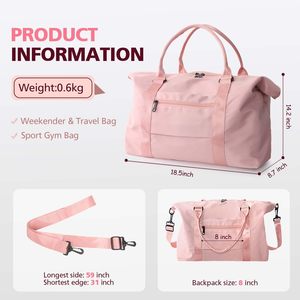 Borsa <span class=keywords><strong>da</strong></span> Viaggio Sportiva Rosa Leggera con Scomparto Impermeabile per Scarpe e Stampa Logo - Scelta Top - Product Image 2