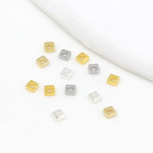 Pure <b>copper</b> plated with 18K real gold and silver loose beads, small square spacers, DIY <b>bracelet</b> and necklace beading and - Product Image 4