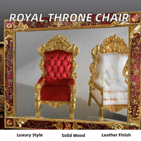Chaise de luxe légère pour le trône royal, accoudoir portable et durable en cuir et bois de chêne massif pour les événements de banquet de mariage à l'hôtel