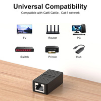 Modem Router PC adaptor Xbox PS5, konektor kuningan perpanjangan kabel Ethernet Female-to-Female Coupler RJ45 Cat7/Cat6/Cat5e/Cat5