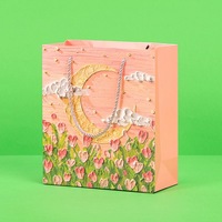 Sac fourre-tout de luxe OEM/ODM en papier blanc recyclable, sûr pour les aliments, avec pelliculage mat, design haut de gamme, motif peinture à l'huile, poignée longue