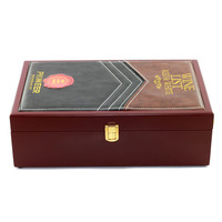 Boîte à vin en MDF avec incrustation en PU faite à la main avec logo personnalisé pour 2 bouteilles, impression dorée, boîte cadeau, poignée en métal, doublure en velours, gravure au laser