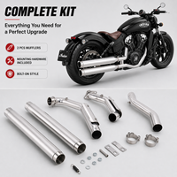 Système d'échappement complet pour moto Indian Scout Sixty Bobber Rogue Twenty 2015-2024 en acier inoxydable noir chromé avec logo laser