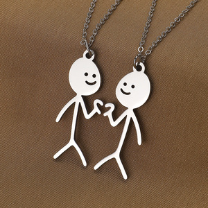 Acero inoxidable lindo dibujos animados <span class=keywords><strong>Stickman</strong></span> colgante moda joyería de moda para hombres mujeres y niños especias personalidad - Product Image 4