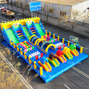 Parc gonflable écologique commercial avec toboggan combiné et château sauteur, capacité de 1000 kg pour 25 enfants, parc d'attractions extérieur - Product Image 4