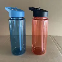 Bouteille d'eau sport en plastique personnalisée sans BPA de 700 ml avec paille pour les voyages en plein air