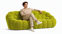 Ensemble de canapés et fauteuils modernes en tissu velours compressé sous vide avec pieds en métal pour appartement, hôtel, salle de sport, entrepôt et atelier