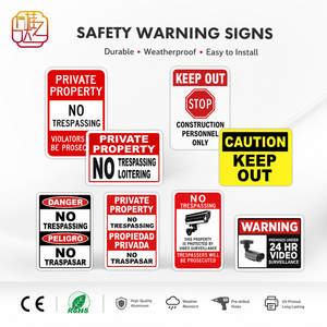 Panneaux de signalisation routière en aluminium réfléchissant haute visibilité, durables, « Interdiction d'entrer », « Les infracteurs seront poursuivis », pour propriétés privées - Product Image 1