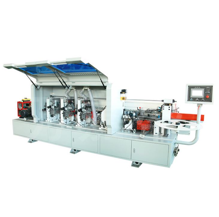 Автоматический деревообрабатывающий Кромкооблицовочный станок для шкафа двойная Обрезка профилирование деревообрабатывающий Кромкооблицовочный станок