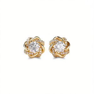 Orecchini E2363 in Oro con Diamanti, Taglio Brillante Rotondo, Gioielli di Lusso Naturali per Donna - Product Image 1