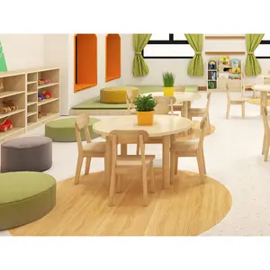 Koboi Promosi Anak Kayu Solid Pra Sekolah Bermain Sekolah Furniture Kursi dan Meja Tempat Penitipan Anak Furniture Grosir