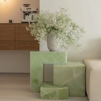 Table basse de luxe en onyx vert pour salon Arge plinthes ensemble de tables basses Tables centrales avec piédestal supérieur unique en marbre