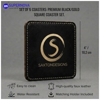 Sous-verre en similicuir gravable au laser Bluesilver, sous-verre carré en similicuir gravable au laser, lot de 4 sous-verres en similicuir gravables au laser