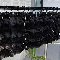 Extensiones de Cabello Humano Virgen Natural con Ondas Suaves, Color Natural, Textura Completa y Brillante, Doble Trama, Venta al Por Mayor
