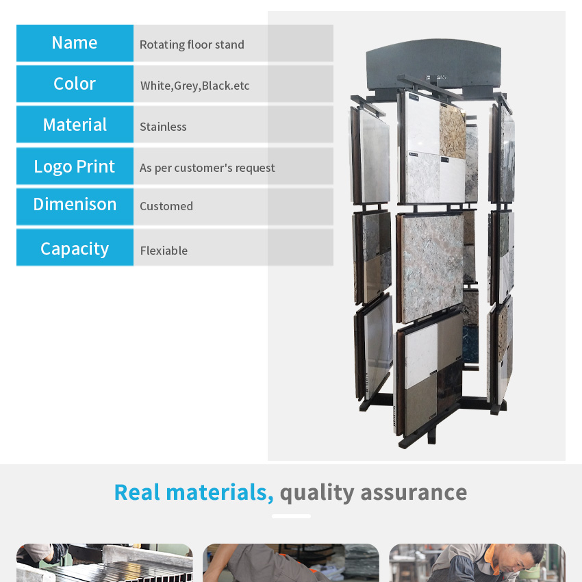 Tsianfan Simple Showroom Rotating Tile Display Racks Marble Stone Sample Shelf Mosaic Ceramic Floor Stand Quartz Displays Rack