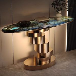 Modern Marble <b>Console</b> <b>Table</b> Oval Shape <b>Gold</b> Base Living Room Entryway Decor - Product Image 1
