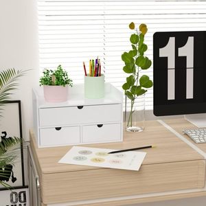 โต๊ะทำงานไม้ไผ่ทรงสี่เหลี่ยมผืนผ้าขนาดเล็ก ชั้นเดียว ดีไซน์ทันสมัย พร้อมลิ้นชักสีขาว สำหรับจัดระเบียบสำนักงานที่บ้าน - Product Image 2