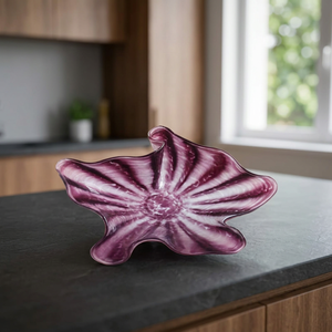 Plato de Cena de Cerámica con Forma de Flor Púrpura Pulida de Shri Govind International, Porcelana Irregular Decorativa para el Hogar y Bodas - Product Image 2