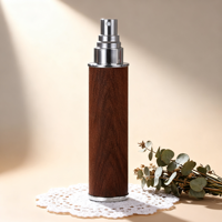 Botol Parfum Kaca Mini Portabel Mewah Bentuk Bulat 10ml, Kulit Domba Motif Kayu, Laris Manis