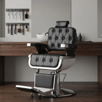 Fauteuil de barbier vintage en cuir PU, design antique, fauteuil de salon avec repose-pieds réglable, rotation à 360 degrés, fauteuil de coiffure hydraulique