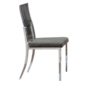 Silla de Comedor Acrílica con Respaldo, Juego de 2, Gris Plateado, Moderna, para Dormitorio, Apartamento, Hotel, Silla de Comedor de Lujo, Muebles para el Hogar - Product Image 1