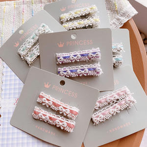 Pince à cheveux en dentelle ligne florale Niche Style pastoral <span class=keywords><strong>Frange</strong></span> latérale Pince à cheveux cassée Casque Fille Larmes Dentelle Ruban Pince à cheveux - Product Image 1