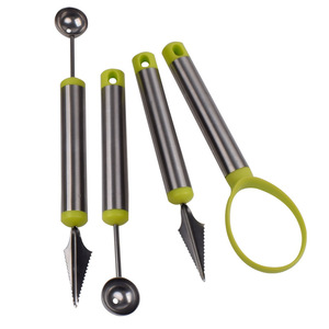 Ensemble de cuillères à fruits en acier inoxydable, 4 pièces, avec couteau à graver, pour couper les fruits et les légumes et servir la crème glacée - Product Image 1