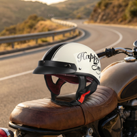 Casque de moto demi-face en ABS avec design rétro imprimé, adapté à la conduite sur route et au trajet quotidien