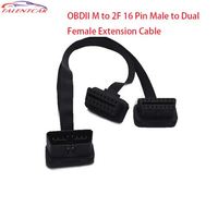 OBDII OBD2 M to 2F Y Cables Splitter Extension Connector OBD 2 M to 2F 16 Pin Male to Dual Female Extension Cable