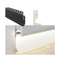 Profilé LED en aluminium encastrable pour plinthe, finition noire thermolaquée, éclairage encastré pour plinthe murale