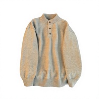 Pull à col Henley vintage de style américain pour homme - Automne/hiver - Tricot épais en polyester - Garde au chaud - Convient comme couche intérieure