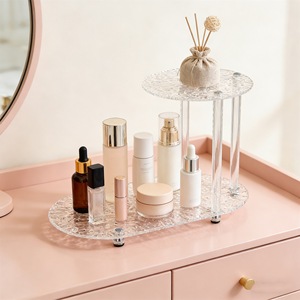 Acrylic Double Layer Storage Rack Cosmetic Organizer <b>Desktop</b> Makeup Holder Multi Tier <b>Shelf</b> For Bathroom Vanity - Product Image 3