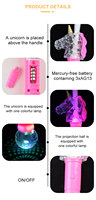 Baguette LED Licorne à Fibre Optique Prix Usine 16 Pouces, Bâton Lumineux Clignotant avec Boule Prisme pour Fête d'Anniversaire de Fille Princesse
