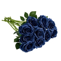 Bouquets de feuilles artificielles en soie LUYI, bleu marine, faits à la main, longue durée, pour arrangements de mariage, bouquets