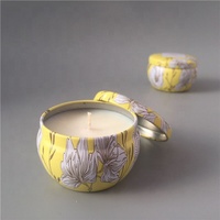 Runde Blechdose/Lebensmittelechte Metalldose mit Blumenmuster-Set für Kerzen