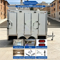 Promotion : Remorque WC Mobile 4 Postes à Double Essieu avec Lavabo et Miroir pour Grands Événements Extérieurs et Festivals