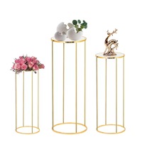 3 supports cylindriques pour fêtes, supports cylindriques ronds en métal doré pour fleurs de fête, colonnes de présentation