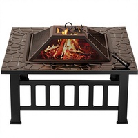 Brasero extérieur moderne en fer de 32 pouces avec couvercle imperméable pour patio et camping (noir)