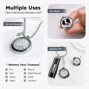 Joyería Conmemorativa para Cenizas de Mascotas, Collar con Colgante de Vial de Vidrio para Guardar Pelo de Perro o Gato, para Mujeres y Hombres - Product Image 3