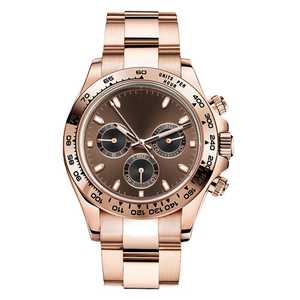 Montres mécaniques de luxe pour hommes, boîtier en or rose de 40 mm, mouvement 7750, cadran <span class=keywords><strong>noir</strong></span> brillant, <span class=keywords><strong>bracelet</strong></span> en acier inoxydable de haute qualité, en ligne - Product Image 3