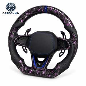 Volant sport en cuir et fibre de carbone avec LED, 3 branches, 40 mm, compatible VW Bora Jetta Golf GTI Mk8/Mk8.5 Audi A3/S3/RS3 8Y Airbag - Product Image 4
