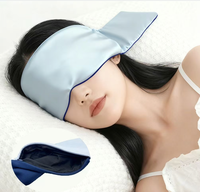 Masque de sommeil lesté en soie de mûrier 100% avec logo personnalisé, bande large enveloppante, sangle réglable à boucle et crochet