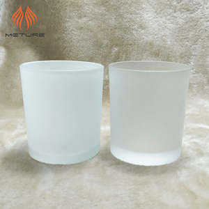 15 oz white frosted glass candle jars