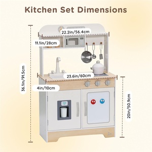 Juego de cocina de juguete de cocina de madera para niños al por mayor con muchas funciones de juego para mayores de 3 años - Product Image 3