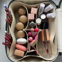 Trousse de Maquillage de Luxe en Cuir Grande Capacité avec Séparateur Amovible, Sac de Rangement Cosmétique Portable pour Voyage et Affaires