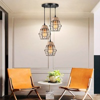 Lustre suspendu en métal, abat-jour moderne nordique, lampe suspendue LED en fer E27, style industriel, pour bar, salle à manger, cuisine, maison, noir