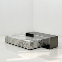 Gainsville Table basse moderne de luxe en marbre naturel Ensemble de salon Table basse italienne carrée vintage pour villa et appartement
