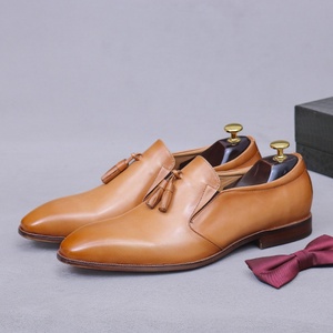 New Men's Cowhide Leather <b>Shoes</b> Business Casual One-foot Fringed Loafers for Summer <b>Hook</b>-and-foot Design - Product Image 5